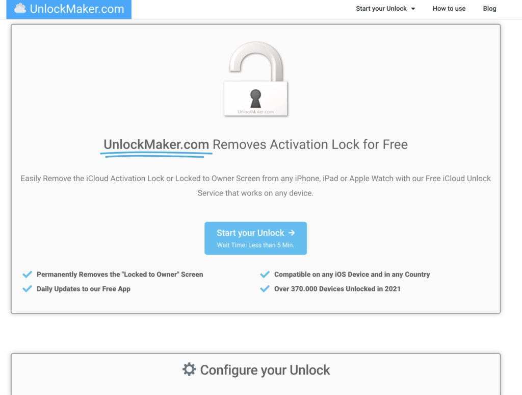 Home screen of Unlockmaker