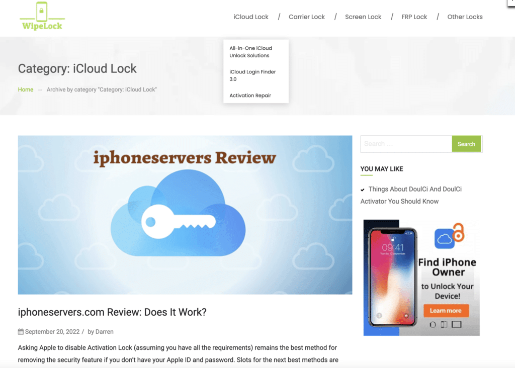iCloud Unlock services offered by Wipelock