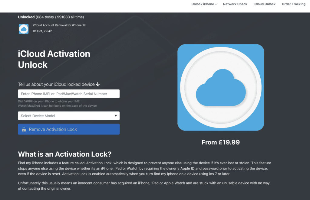 iCloud Unlock service by AppleiPhoneUnlock